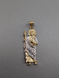 Colgante de San Judas Tadeo de dos tonos y 14K con corte de diamante