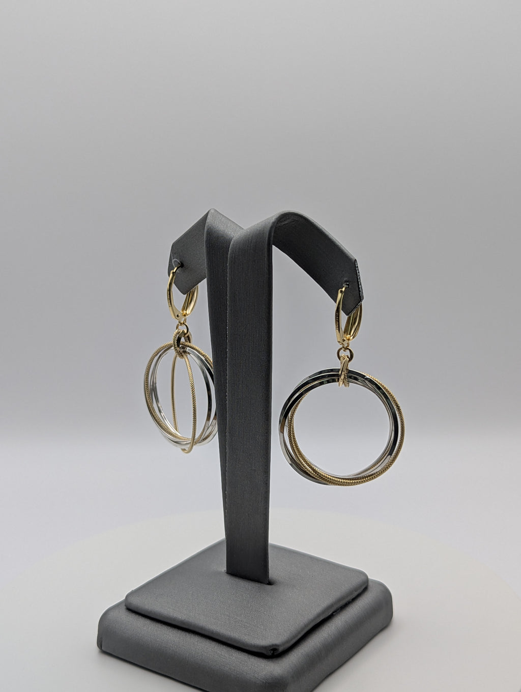 Pendientes de aros múltiples de oro amarillo/blanco de 14 quilates
