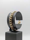 Pulsera cubana plana de oro amarillo de 14 quilates