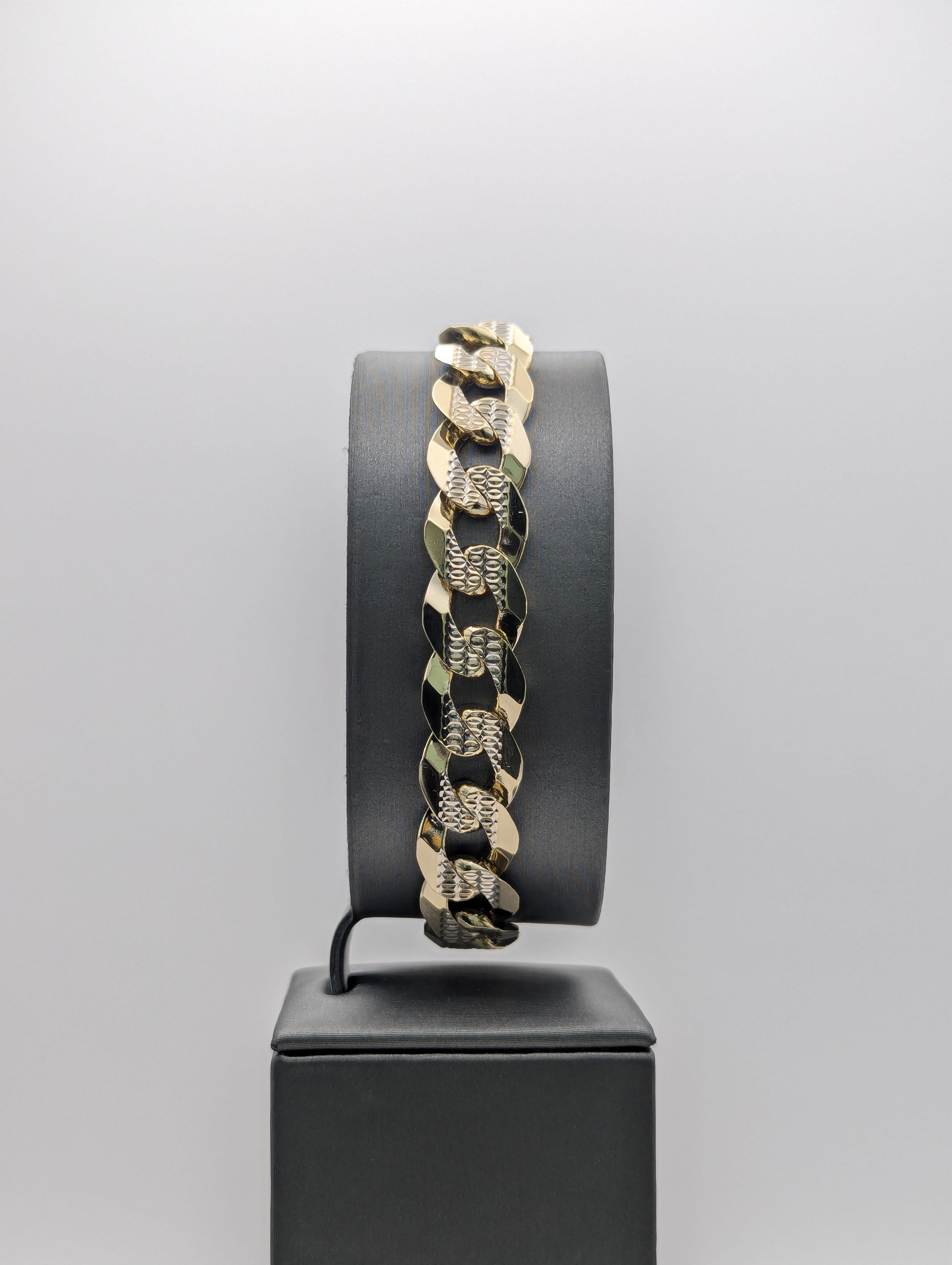14K YG Dia Cut Curb Bracelet