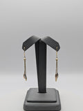 Aretes Colgantes de Oro Tricolor 14K con Corte Diamantado