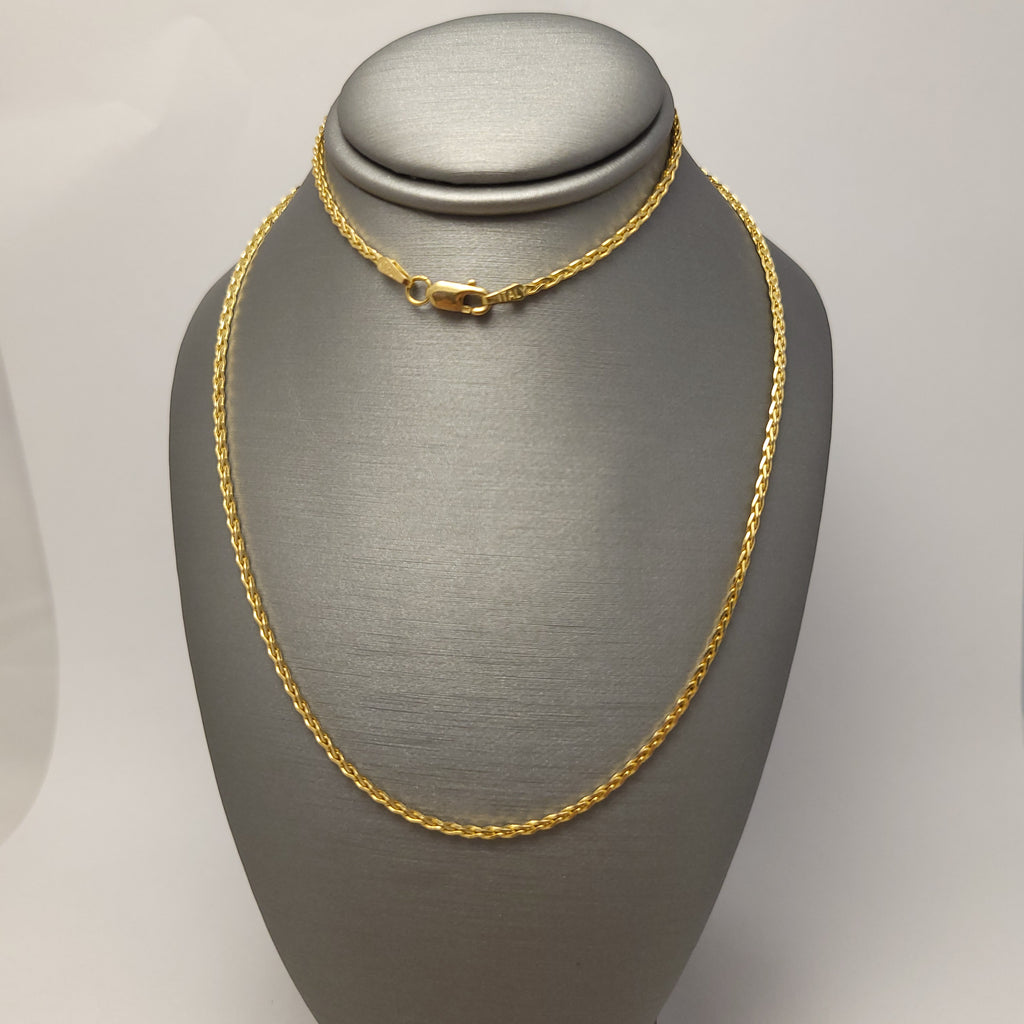 Cadena Sólida de Eslabones Spiga de Oro Amarillo de 14K