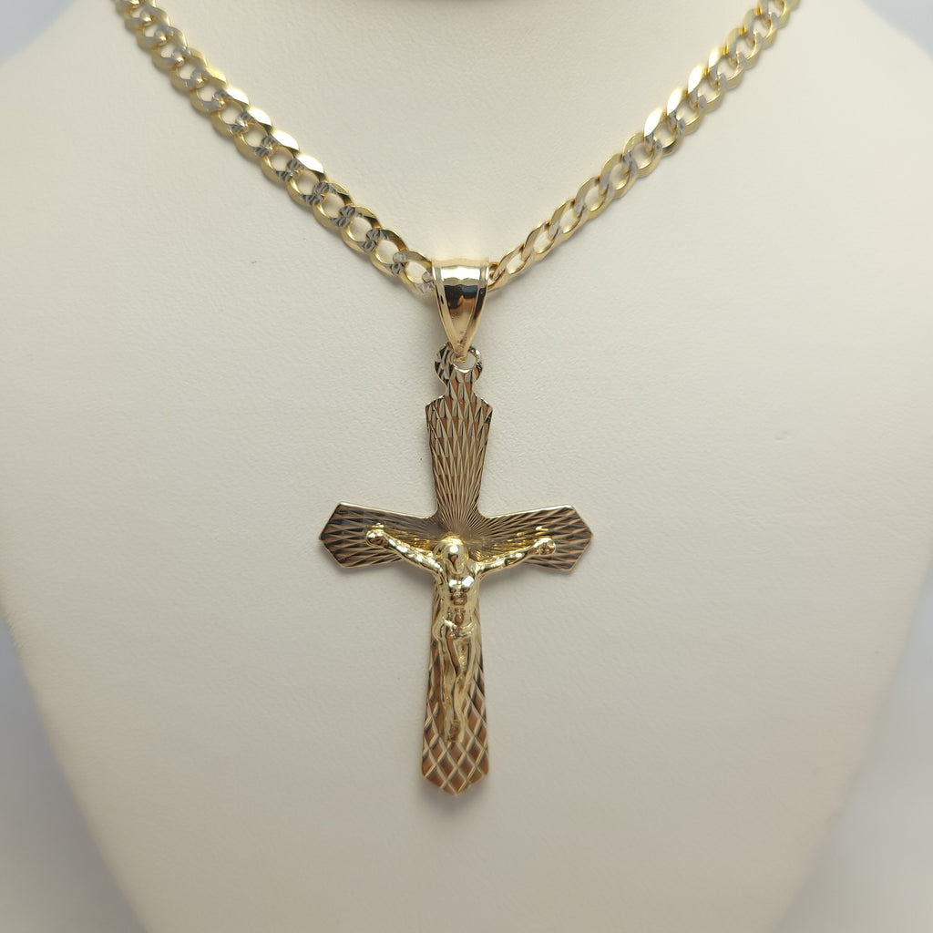 10K YG Flat Crucifix