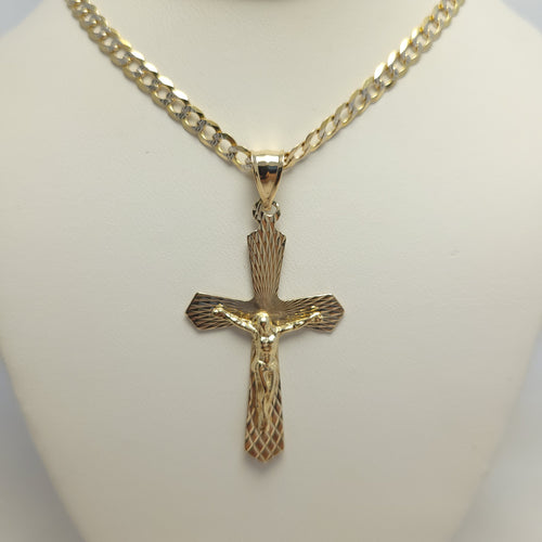 10K YG Flat Crucifix