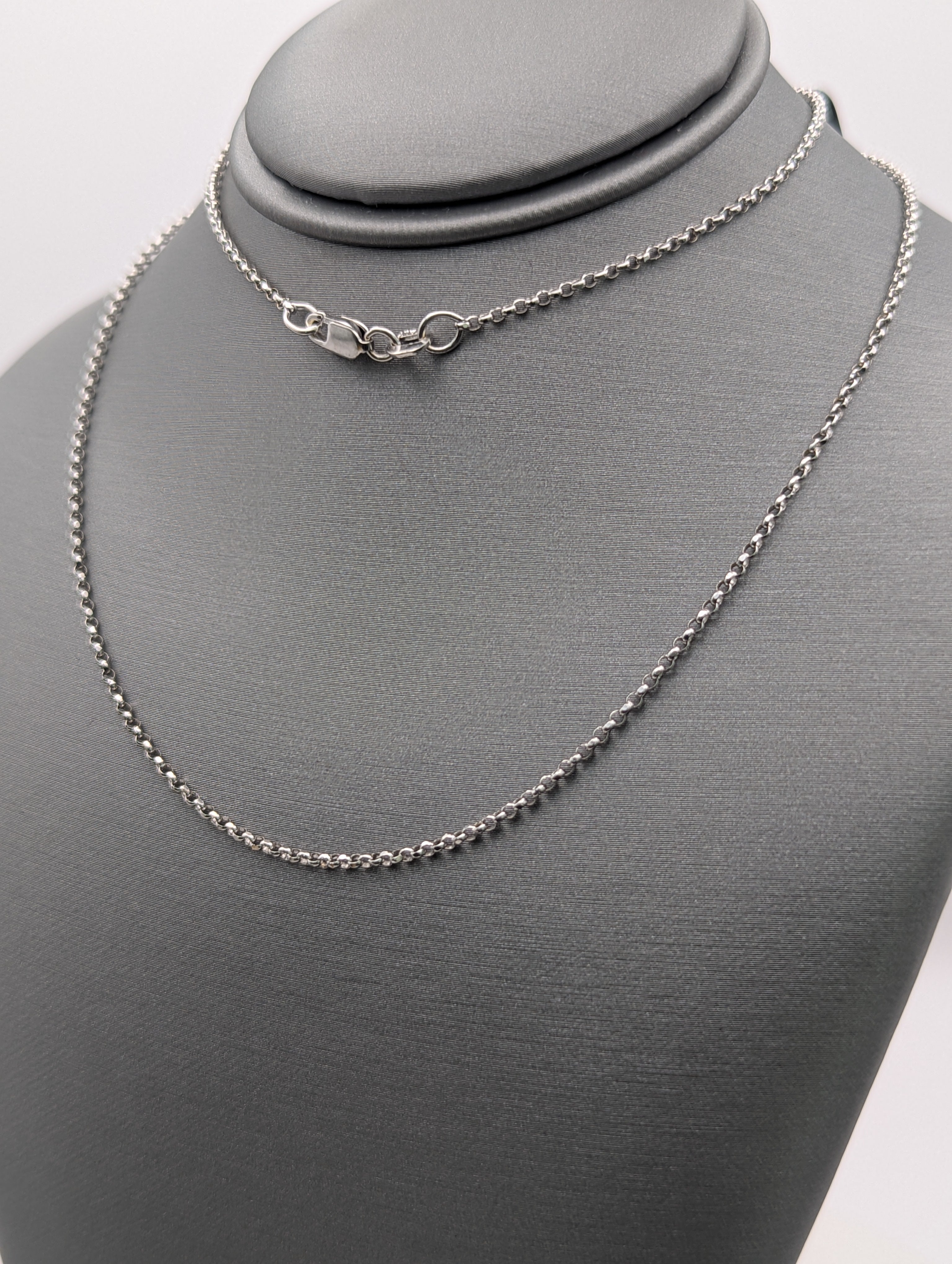 Collar Rolo Link de oro blanco de 14K