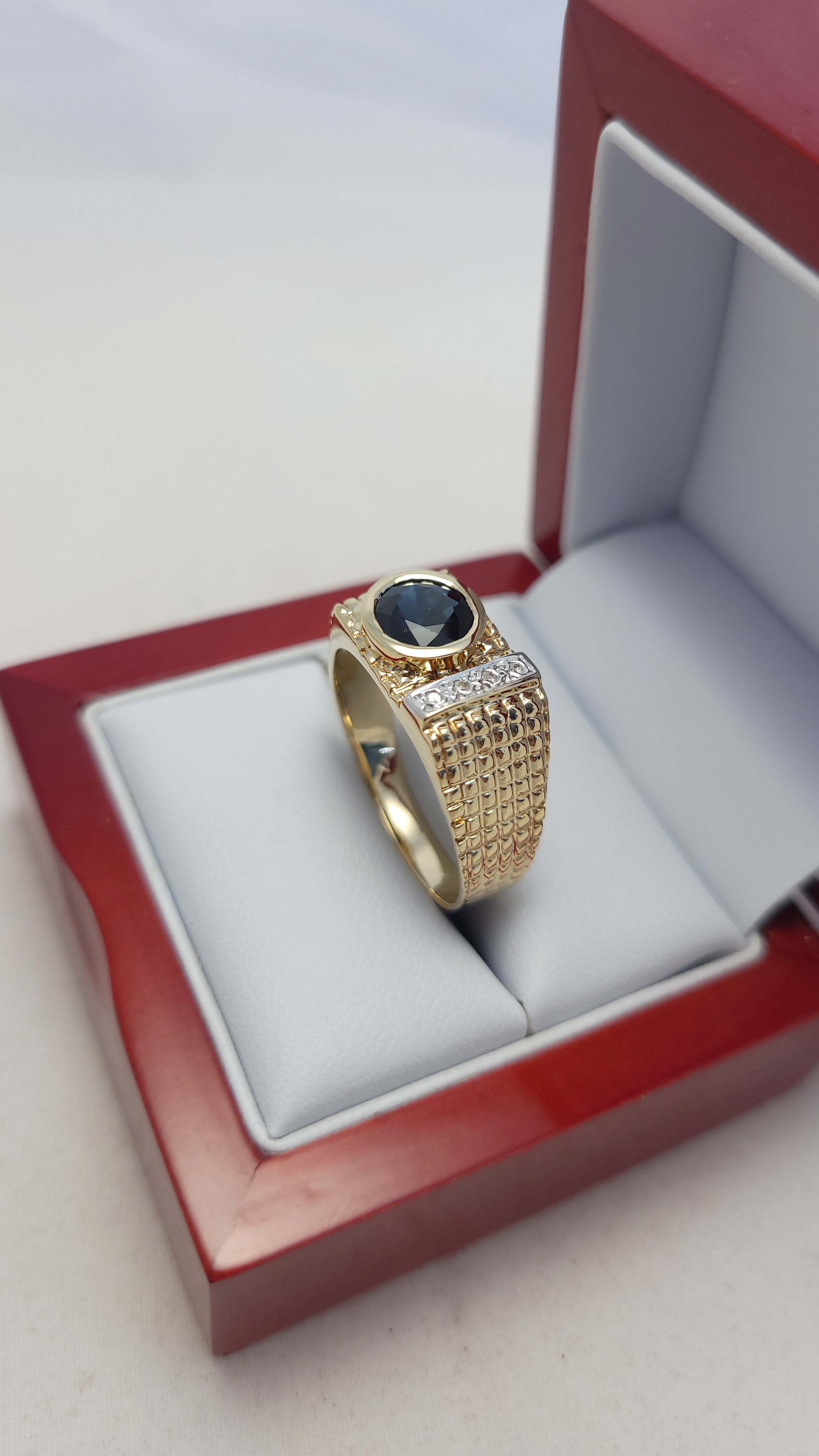 14K YG DIA SAPPHIRE RING
