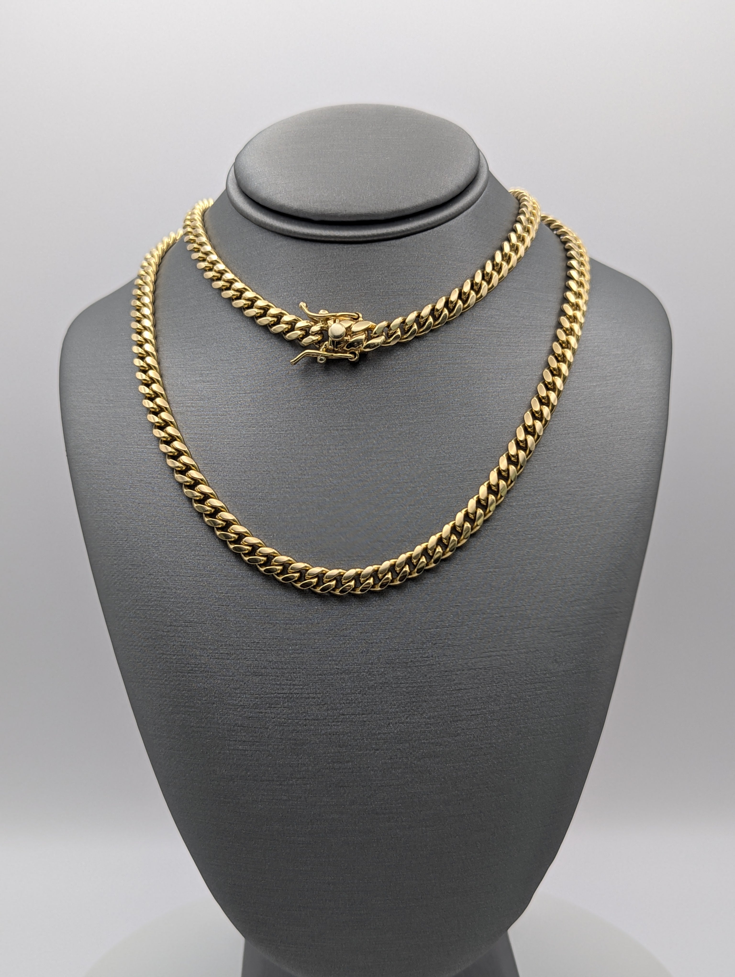 Cadena cubana Miami de oro amarillo 14K