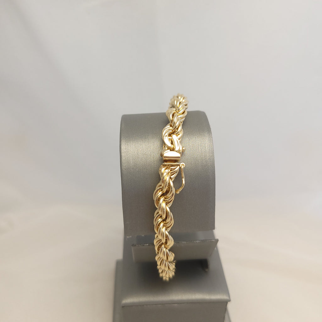 Pulsera con cuerda de oro amarillo de 14 quilates con identificación redonda