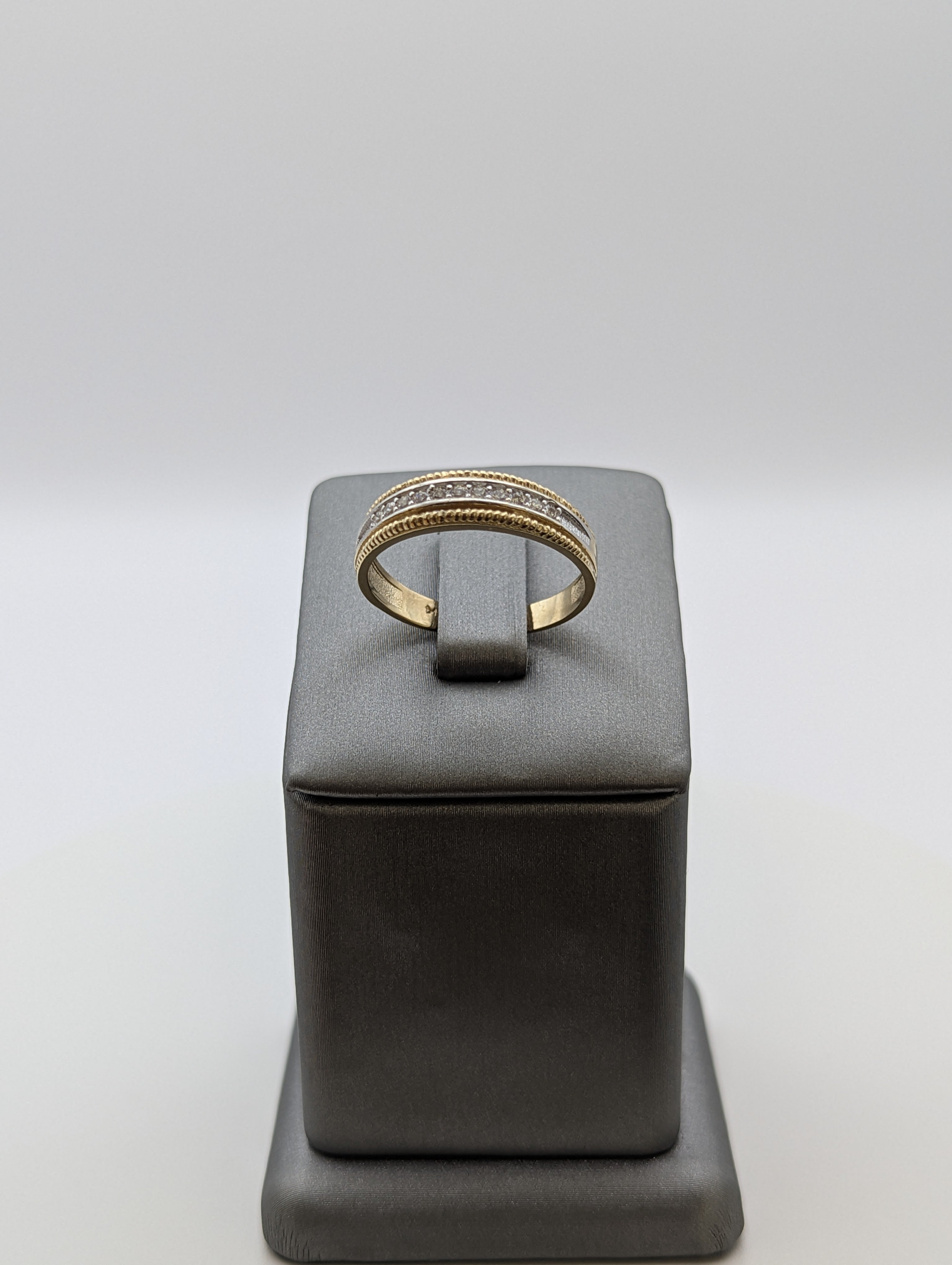 14K YG/WG CZ Wedding Band