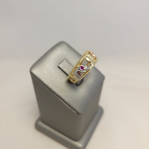 Anillo elefante tricolor de 14K