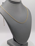 Cadena barbada corte diamante de oro amarillo de 14K