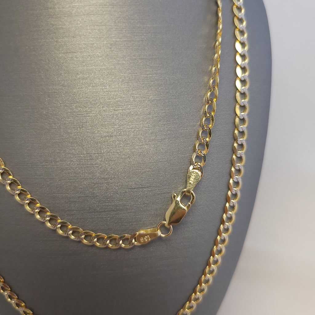 Cadena cubana con corte de diamante de 14K