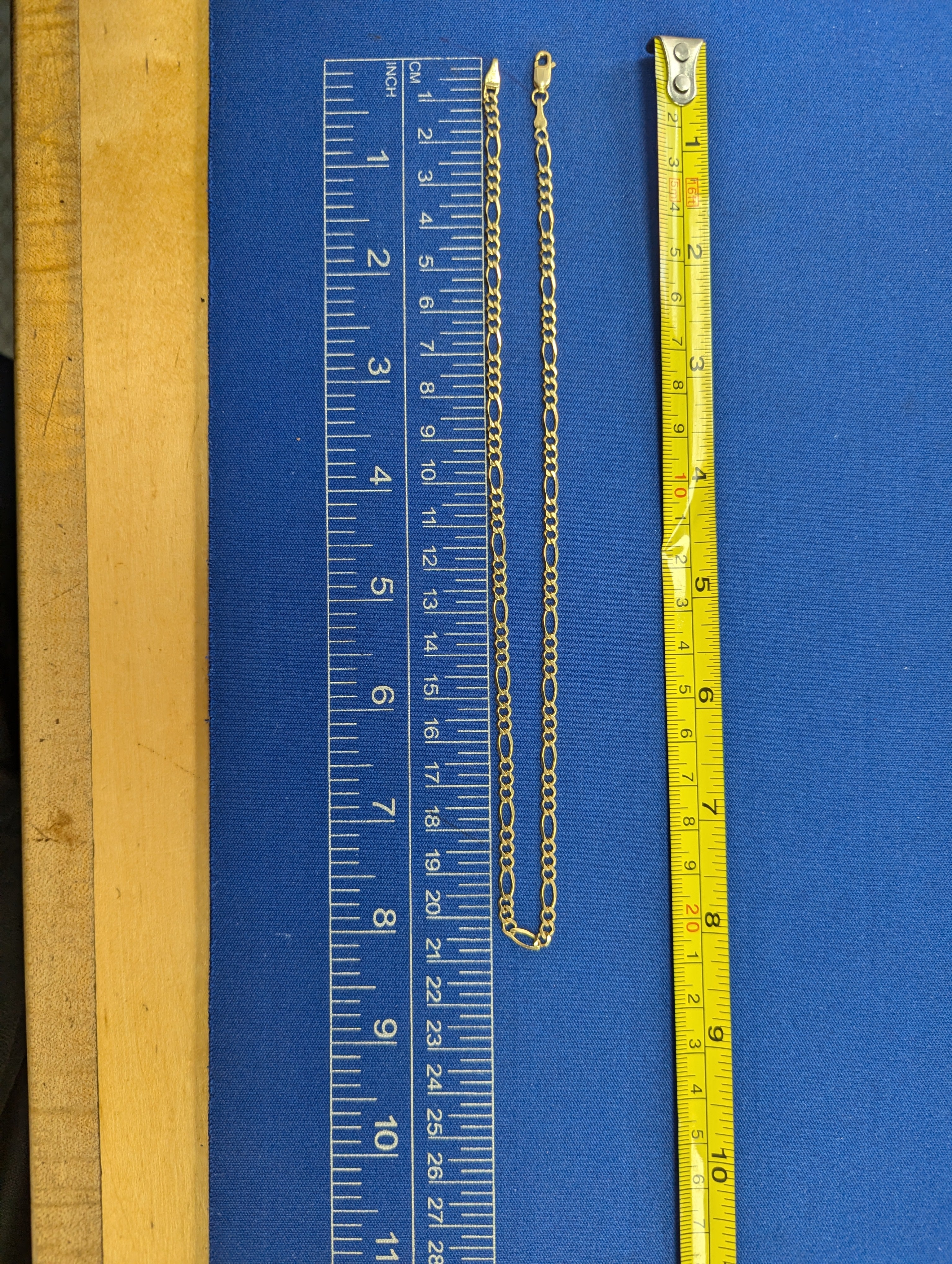 Cadena Fígaro Plana de Oro Amarillo de 14K
