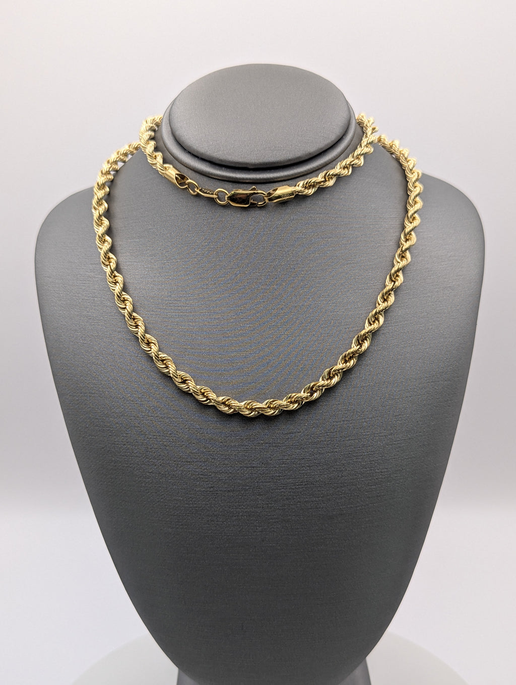 Cadena de soga hueca de oro amarillo de 14K