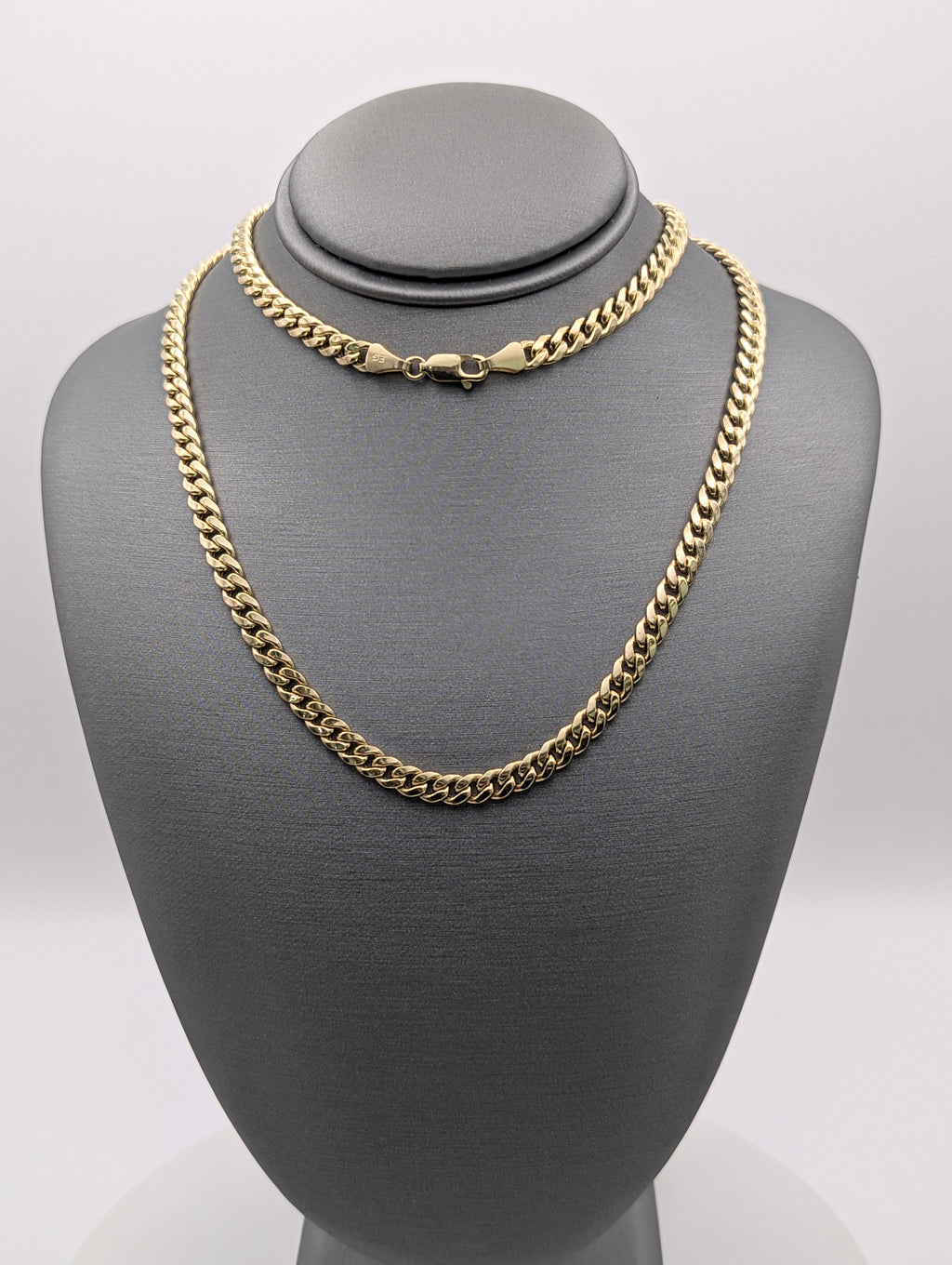 Cadena cubana hueca Miami de oro amarillo de 14K