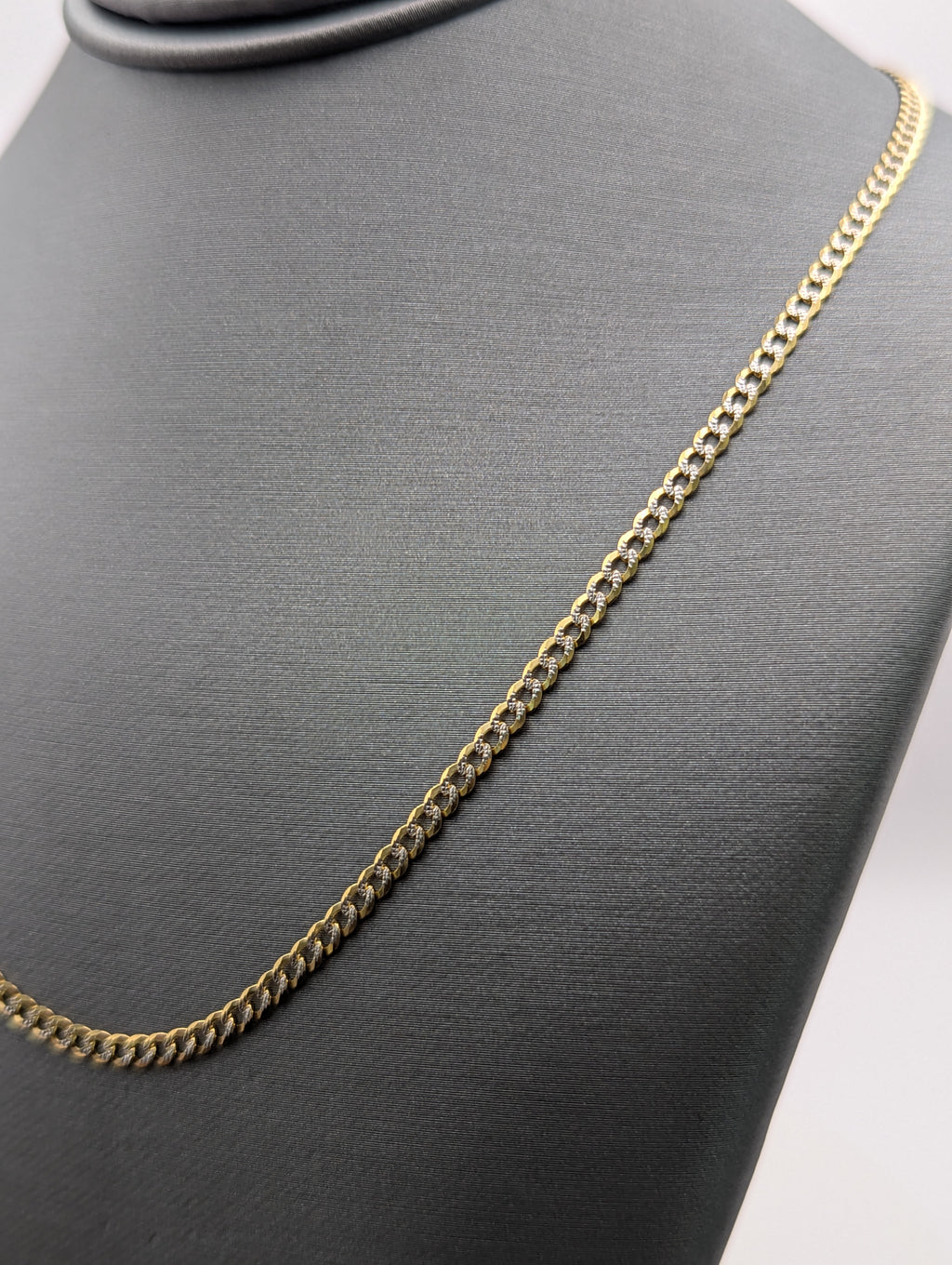 Cadena Cubana de Oro Amarillo 14K con Corte Diamantado