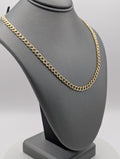 Cadena cubana con corte de diamante en oro amarillo de 14K