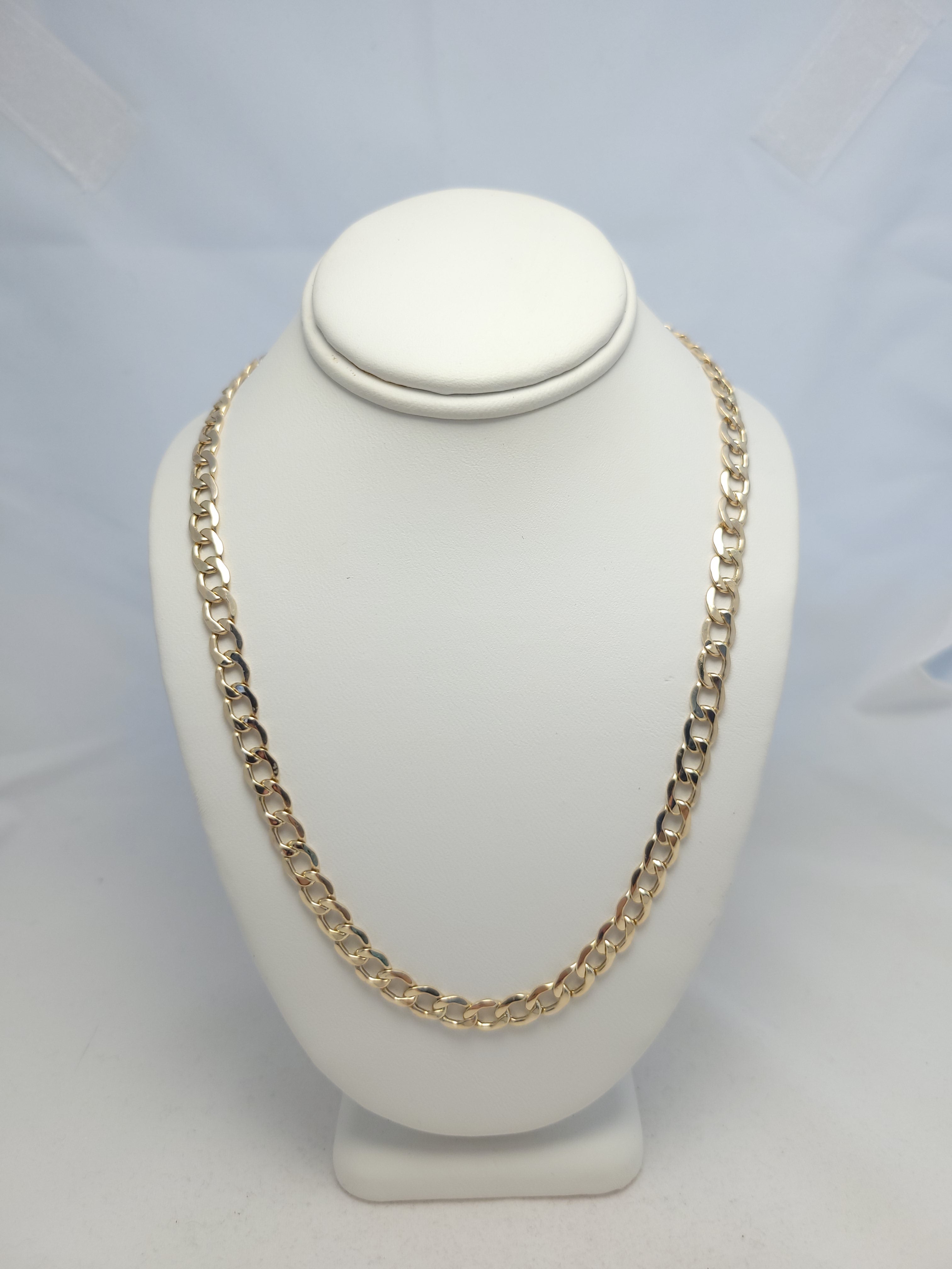 10K YG Hollow Curb Chain