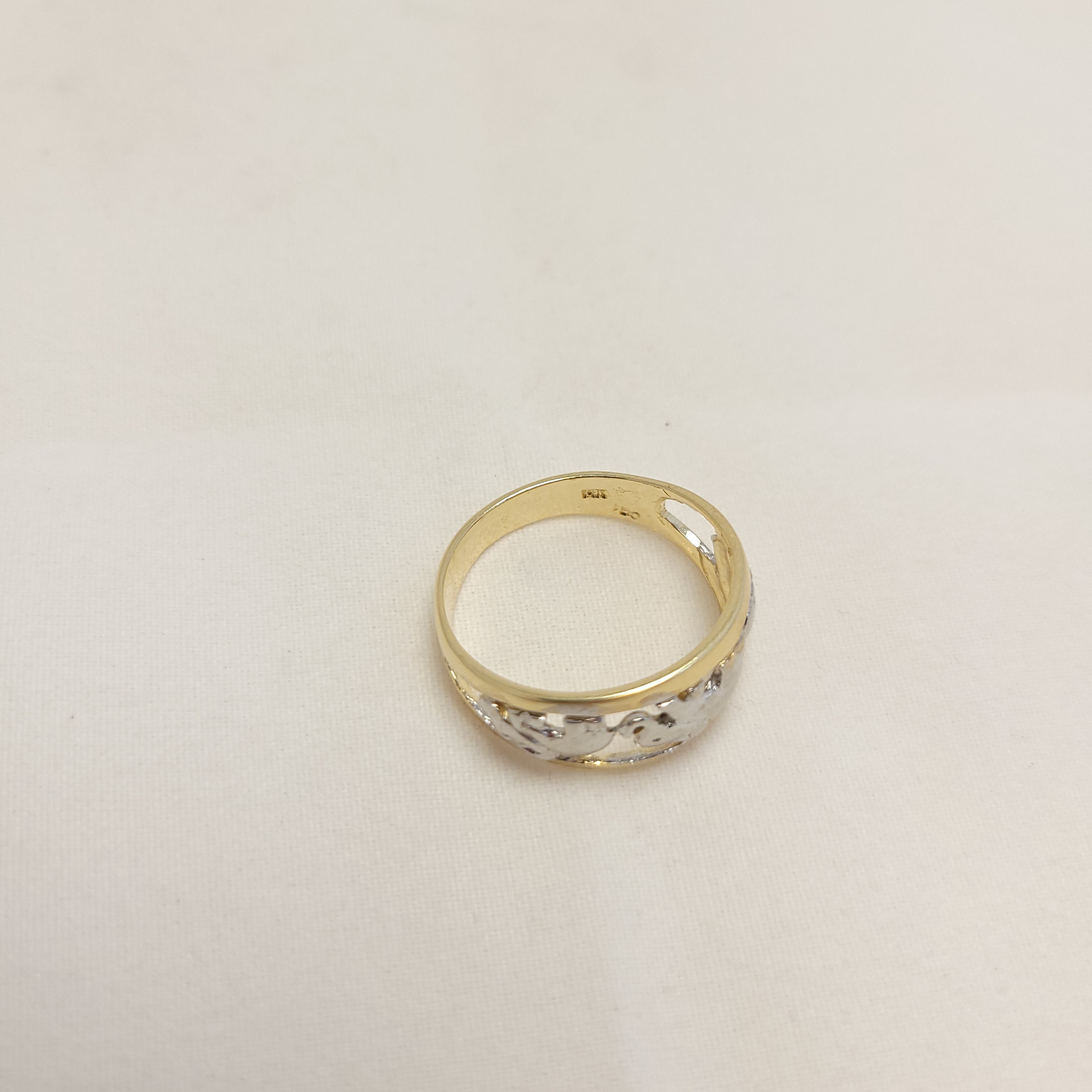 Anillo de elefante bicolor de 14K