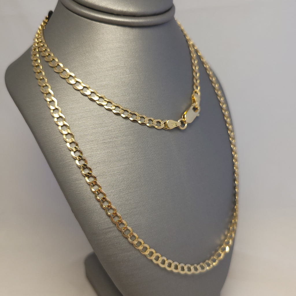 Cadena maciza de eslabones tipo "Curb" de oro amarillo de 14K
