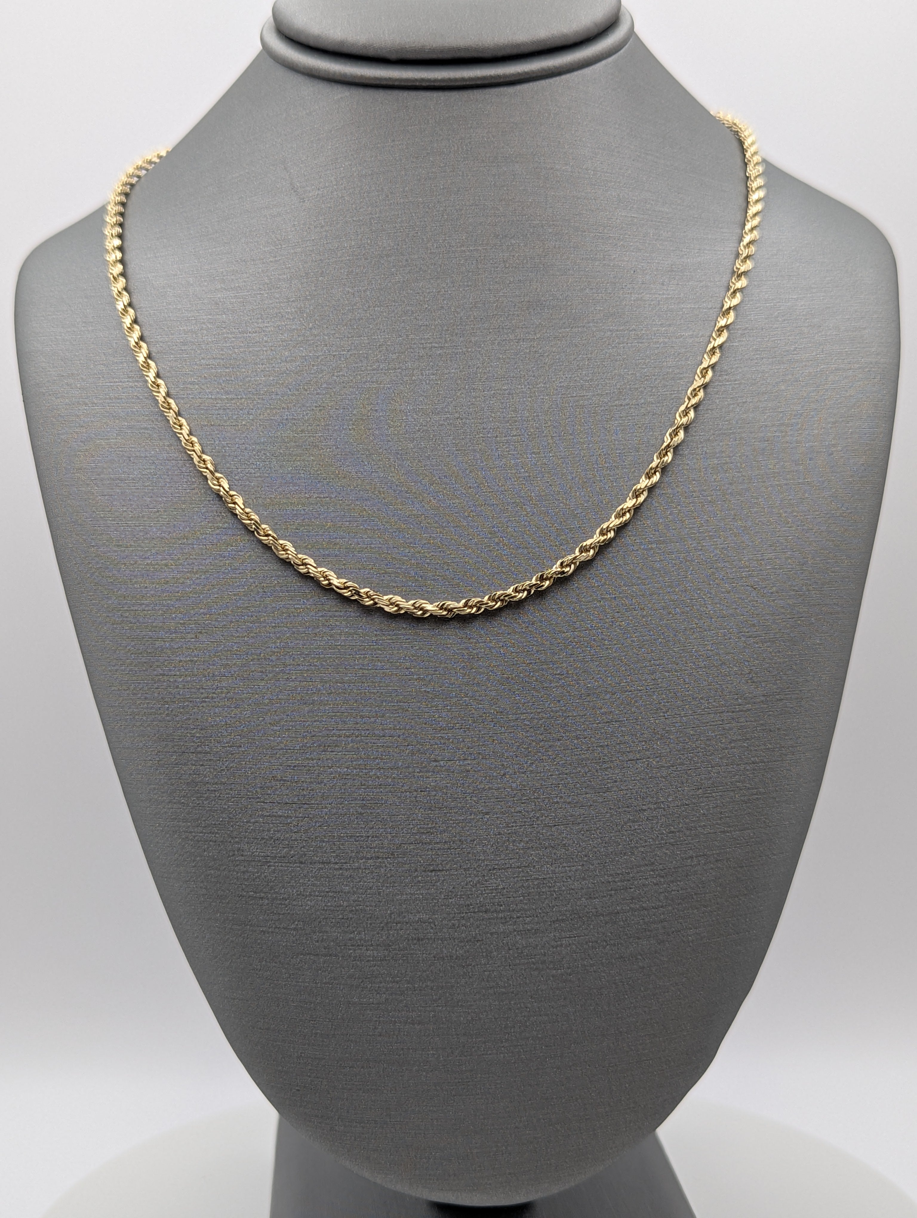 Cadena de soga de oro amarillo de 14K