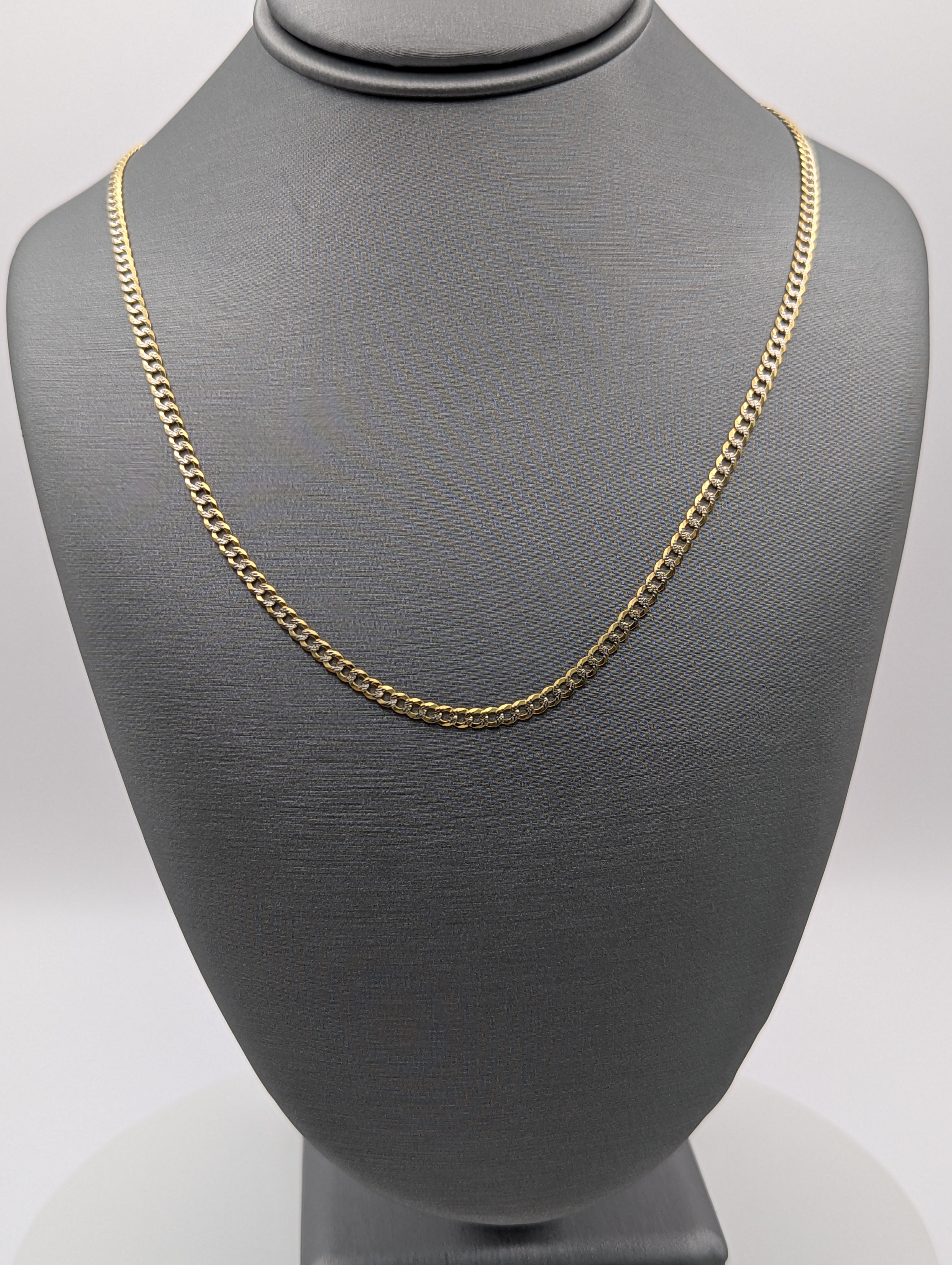 Cadena Cubana de Oro Amarillo 14K con Corte Diamantado