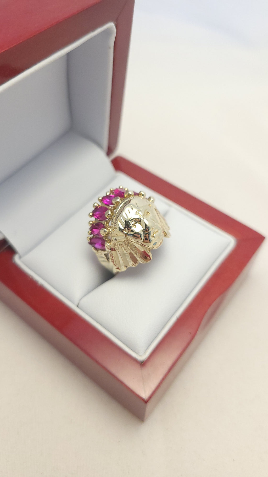 10K YG Indian Head Ring