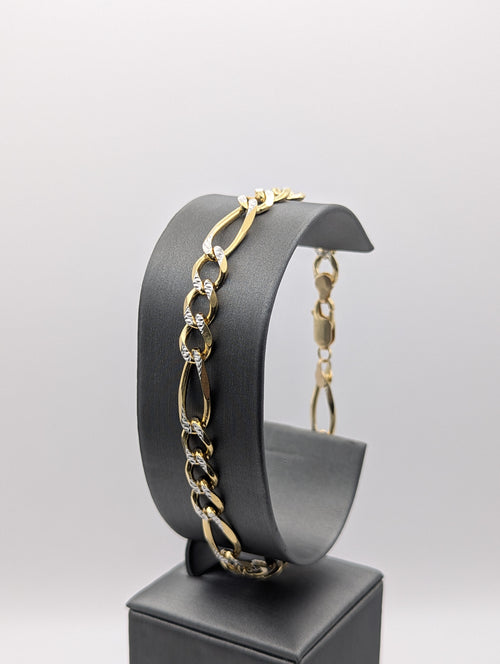 14K Dia-Cut Figaro Bracelet