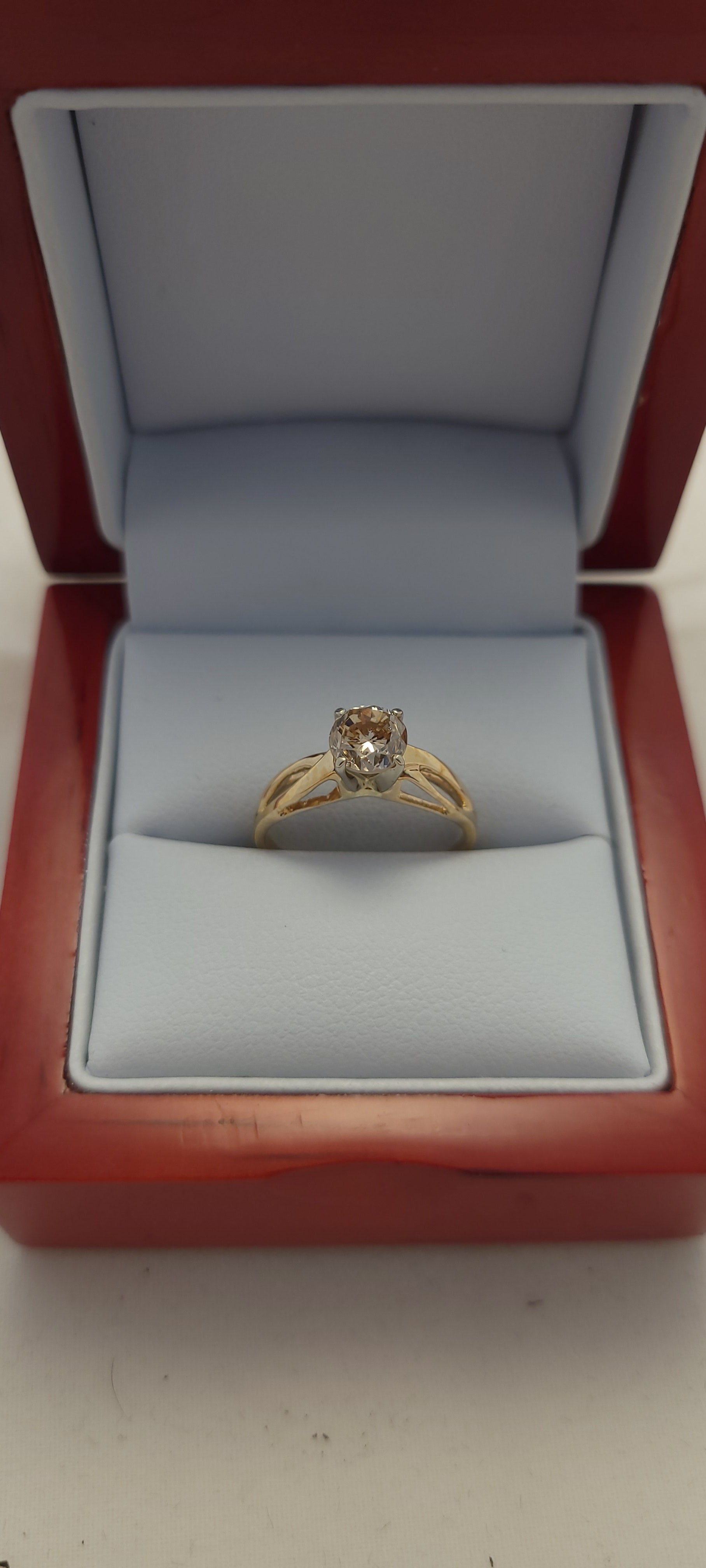 14K YG Solitaire Diamond Ring