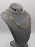 Cadena cubana hueca Miami de oro amarillo de 14K