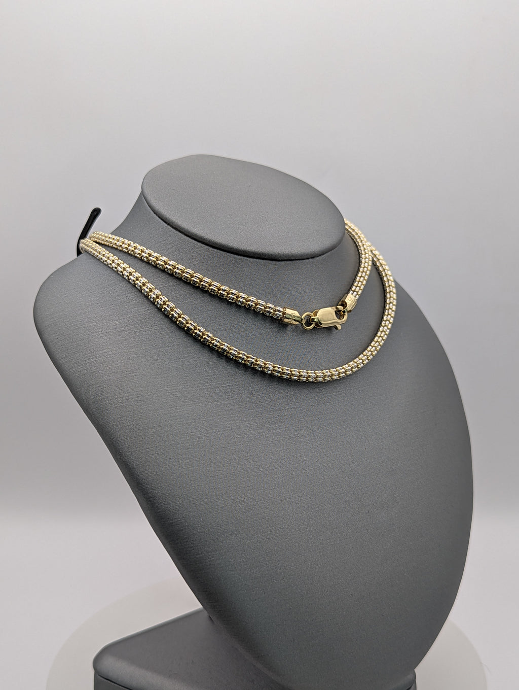 Cadena de eslabones de hielo bicolor de 14K