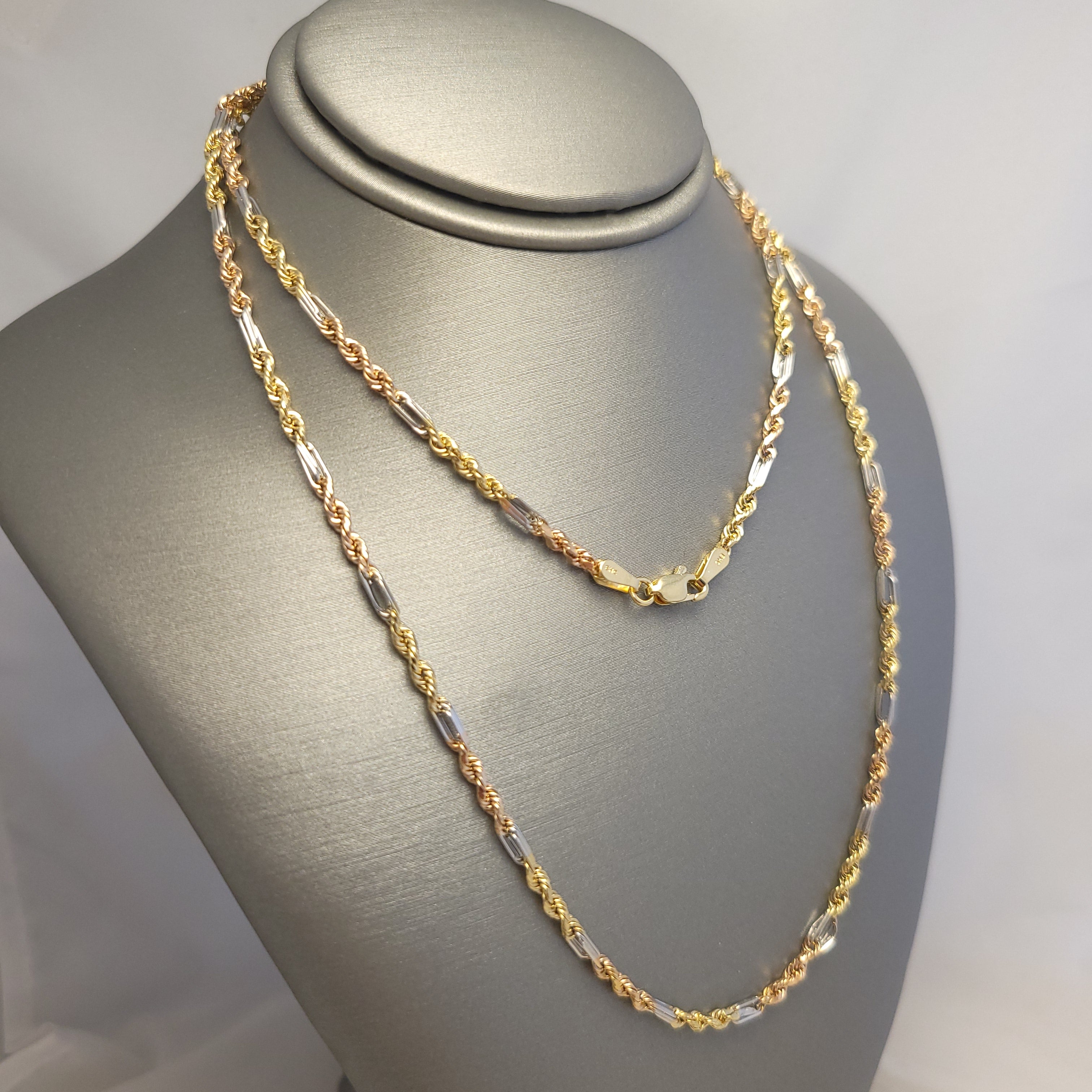 Cuerda Hueca Tricolor de 14K