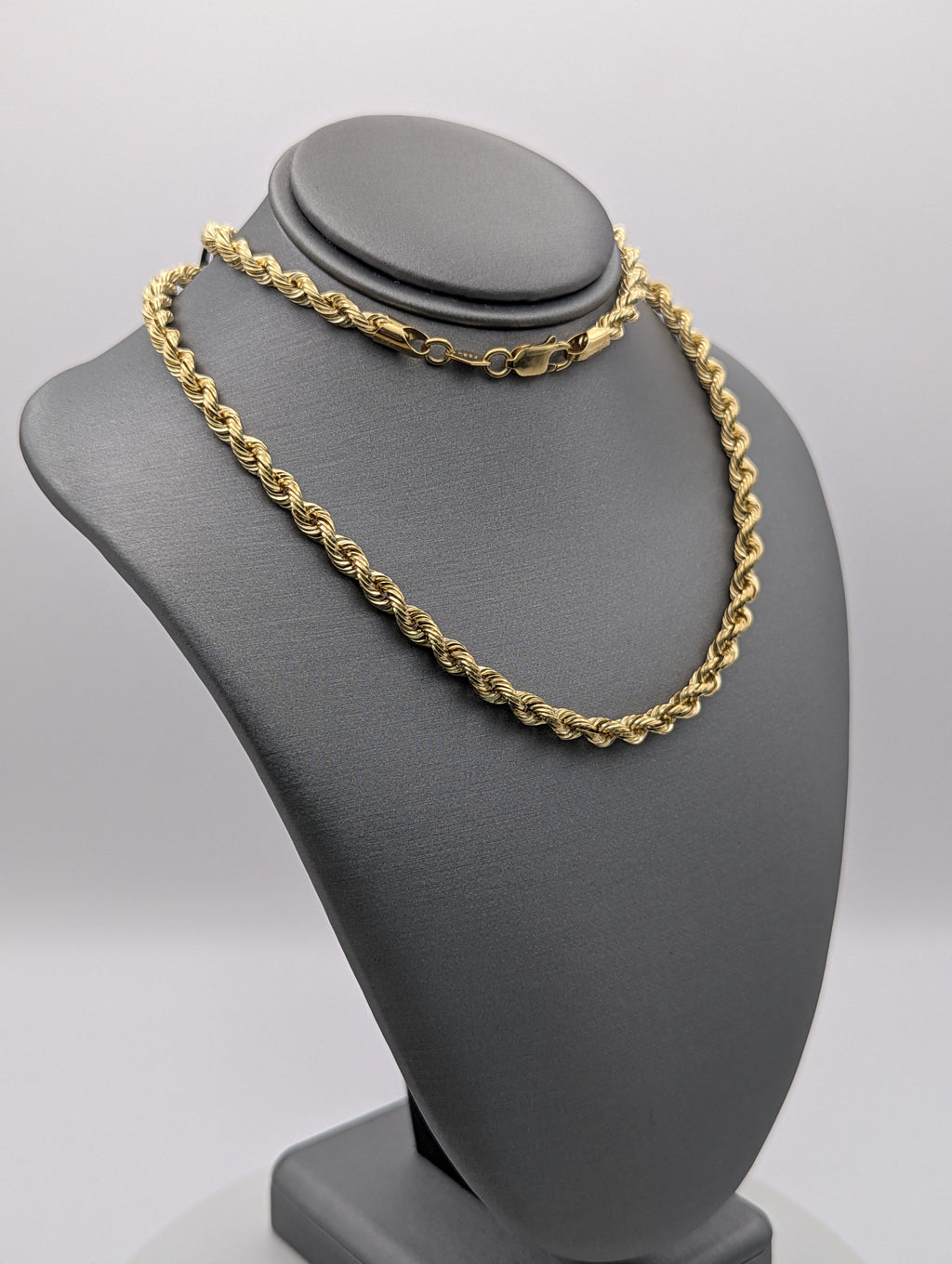 Cadena de soga hueca de oro amarillo de 14K