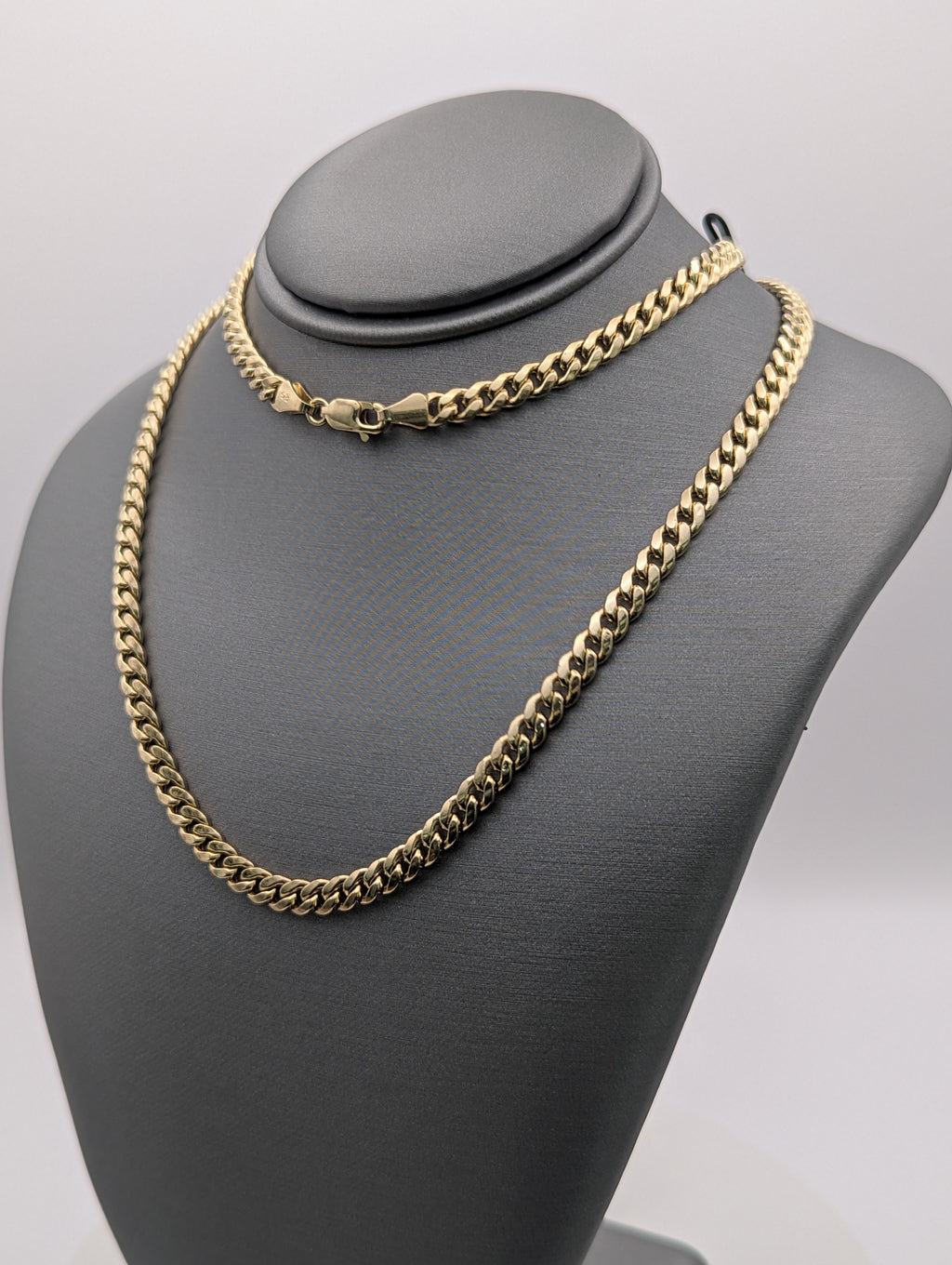 Cadena cubana hueca Miami de oro amarillo de 14K