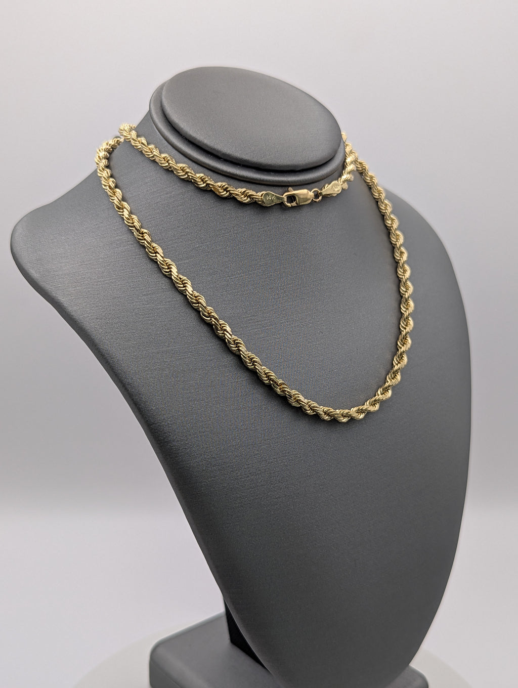 Cadena de cuerda sólida de oro amarillo de 14K