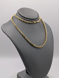 Cadena de cuerda sólida de oro amarillo de 14K