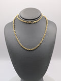 Cadena de soga sólida de oro amarillo de 14K