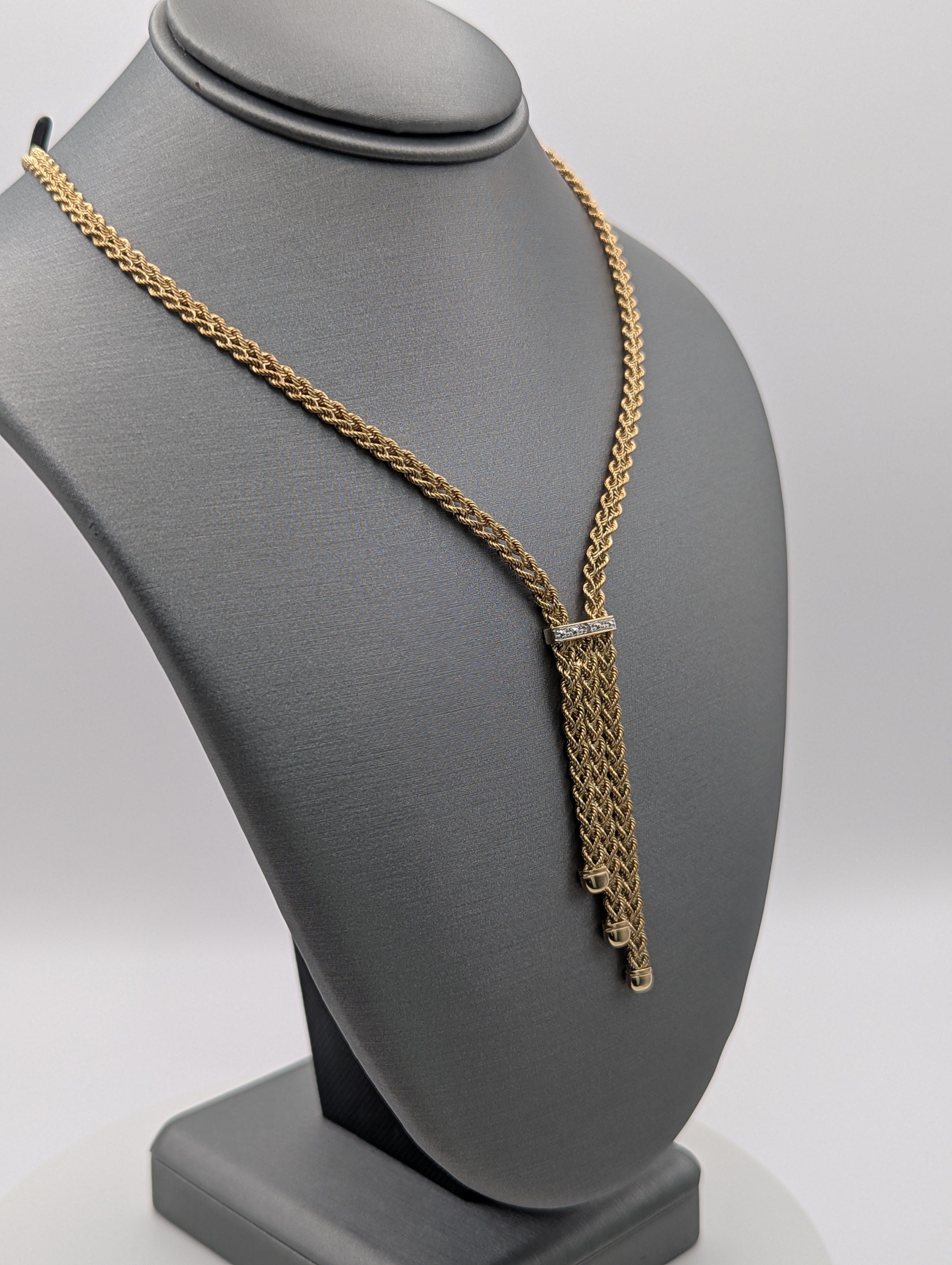 Collar doble de soga de oro amarillo de 14K