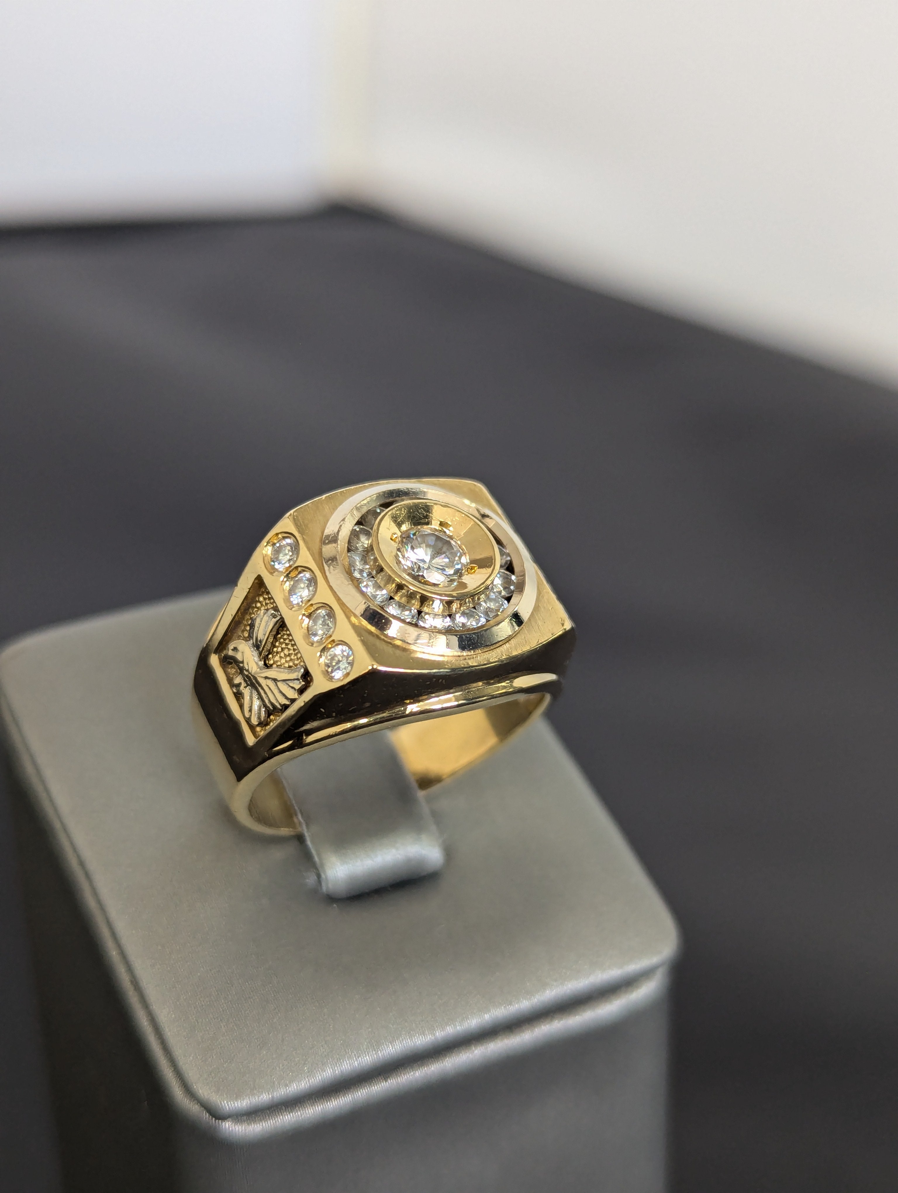 14K YG/WG Two-Tone CZ Eagle Ring