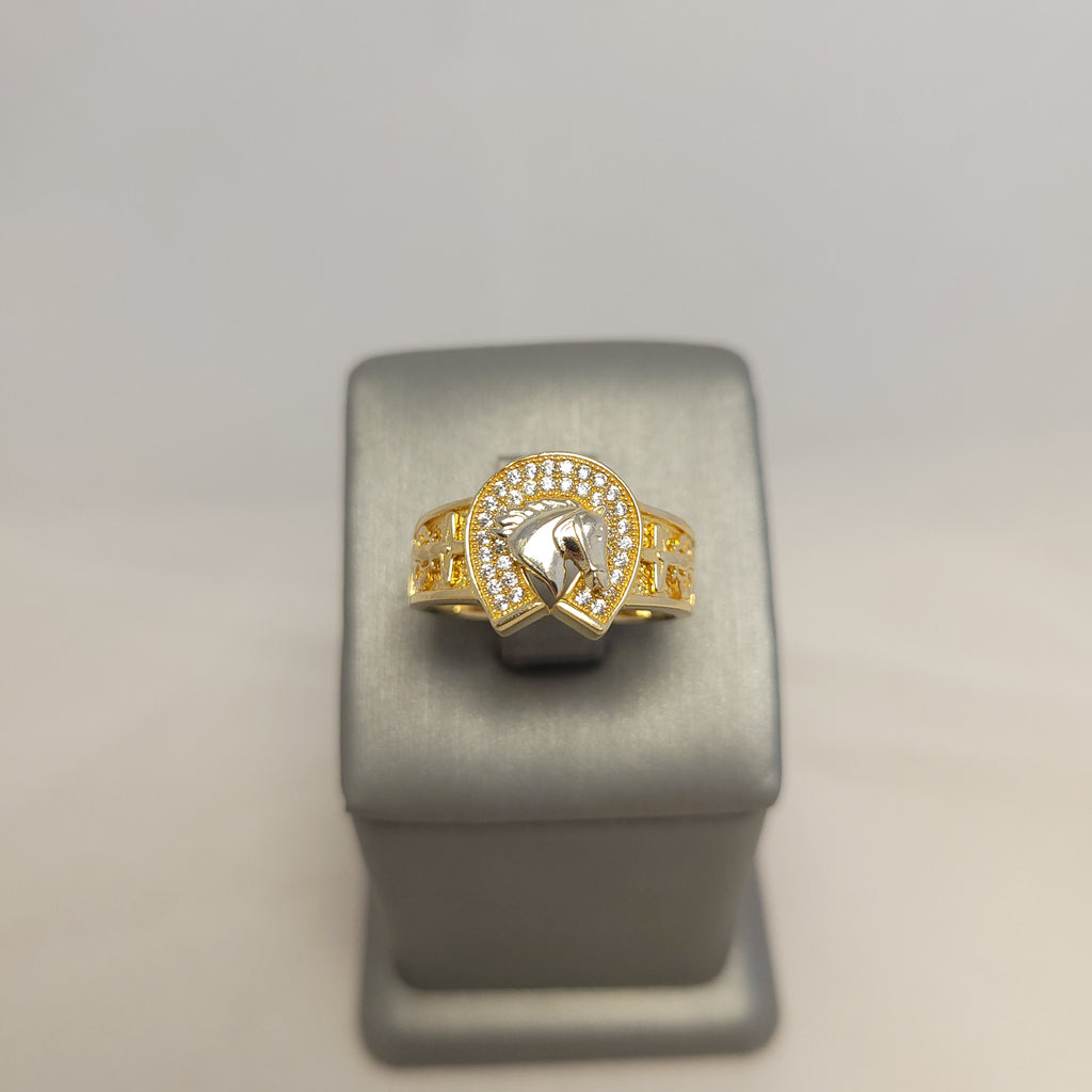 Anillo de herradura bicolor de 14K