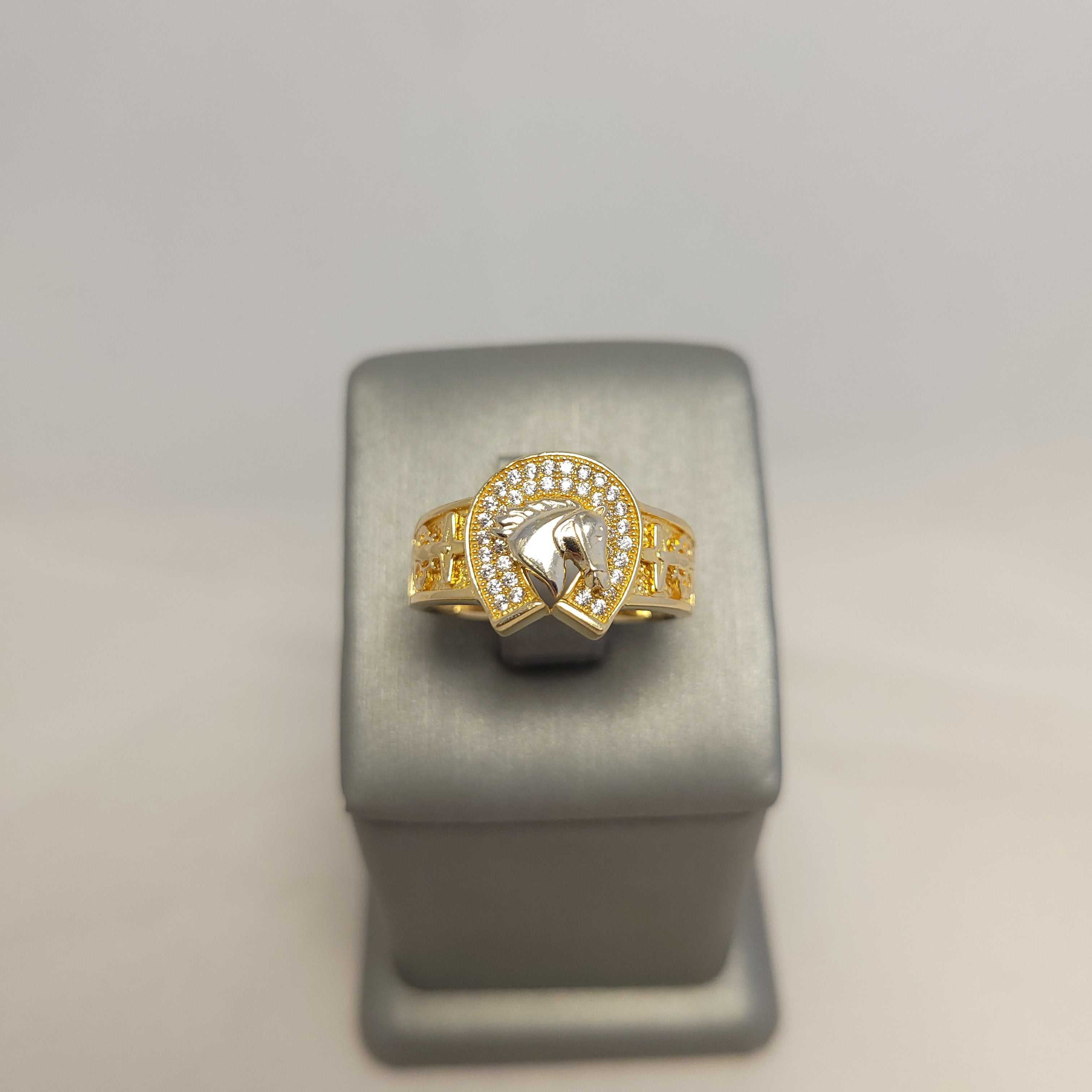 Anillo de herradura bicolor de 14K