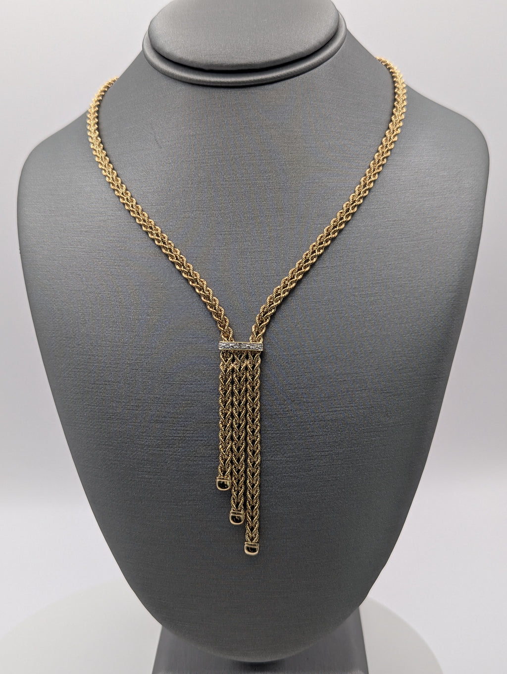 Collar doble de soga de oro amarillo de 14K