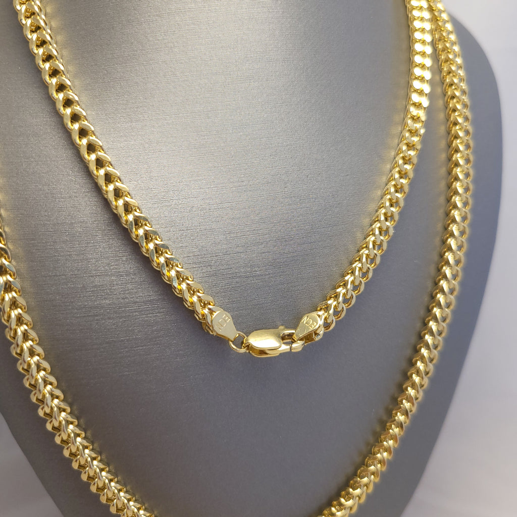 Cadena cola de zorro hueca de oro amarillo de 14K