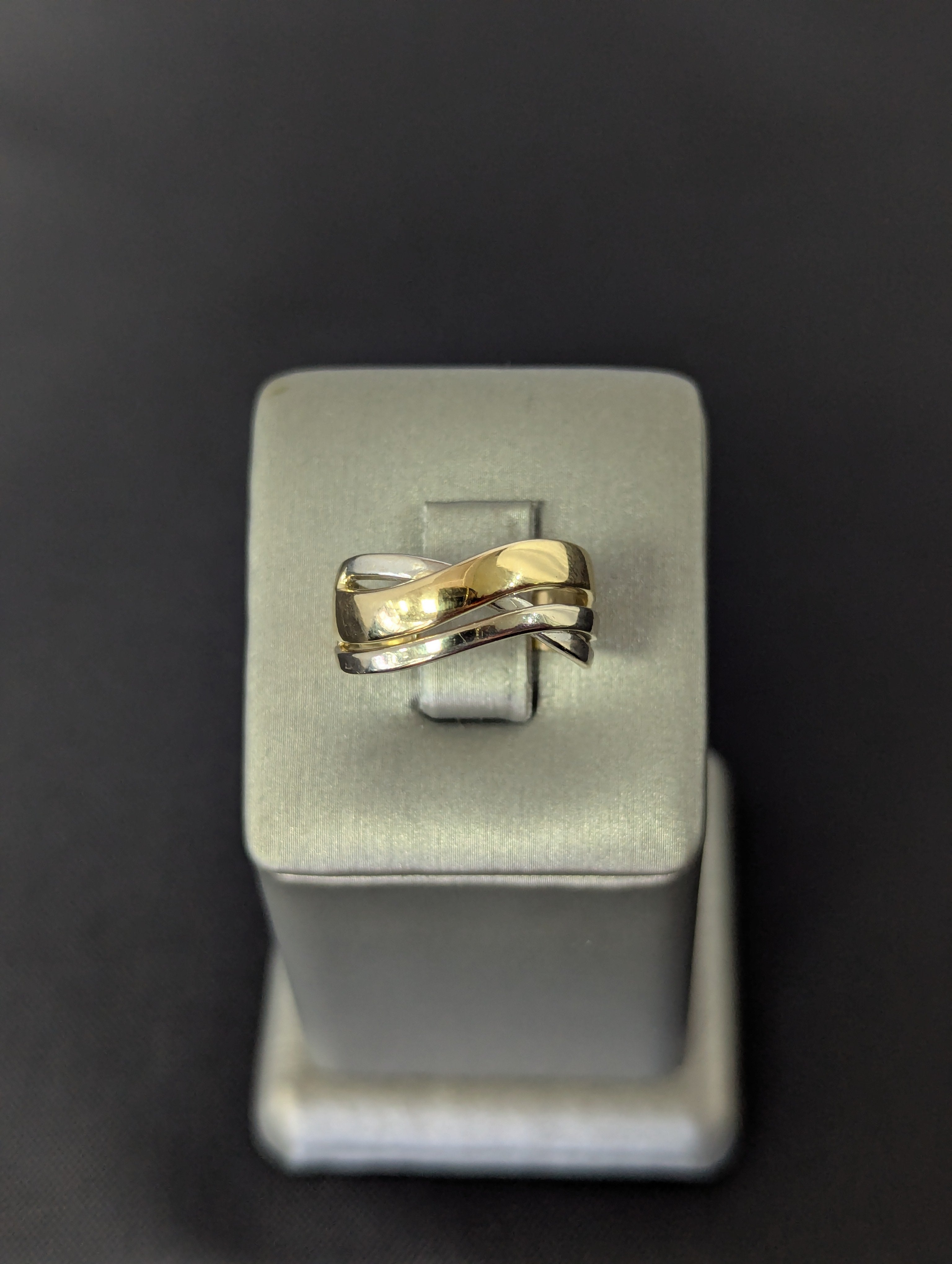 14K YG/WG Split Woven Ring