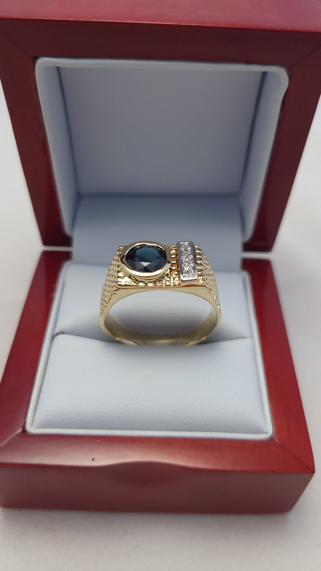14K YG DIA SAPPHIRE RING