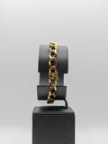 Pulsera de eslabones cubanos plana abierta de oro amarillo de 14K