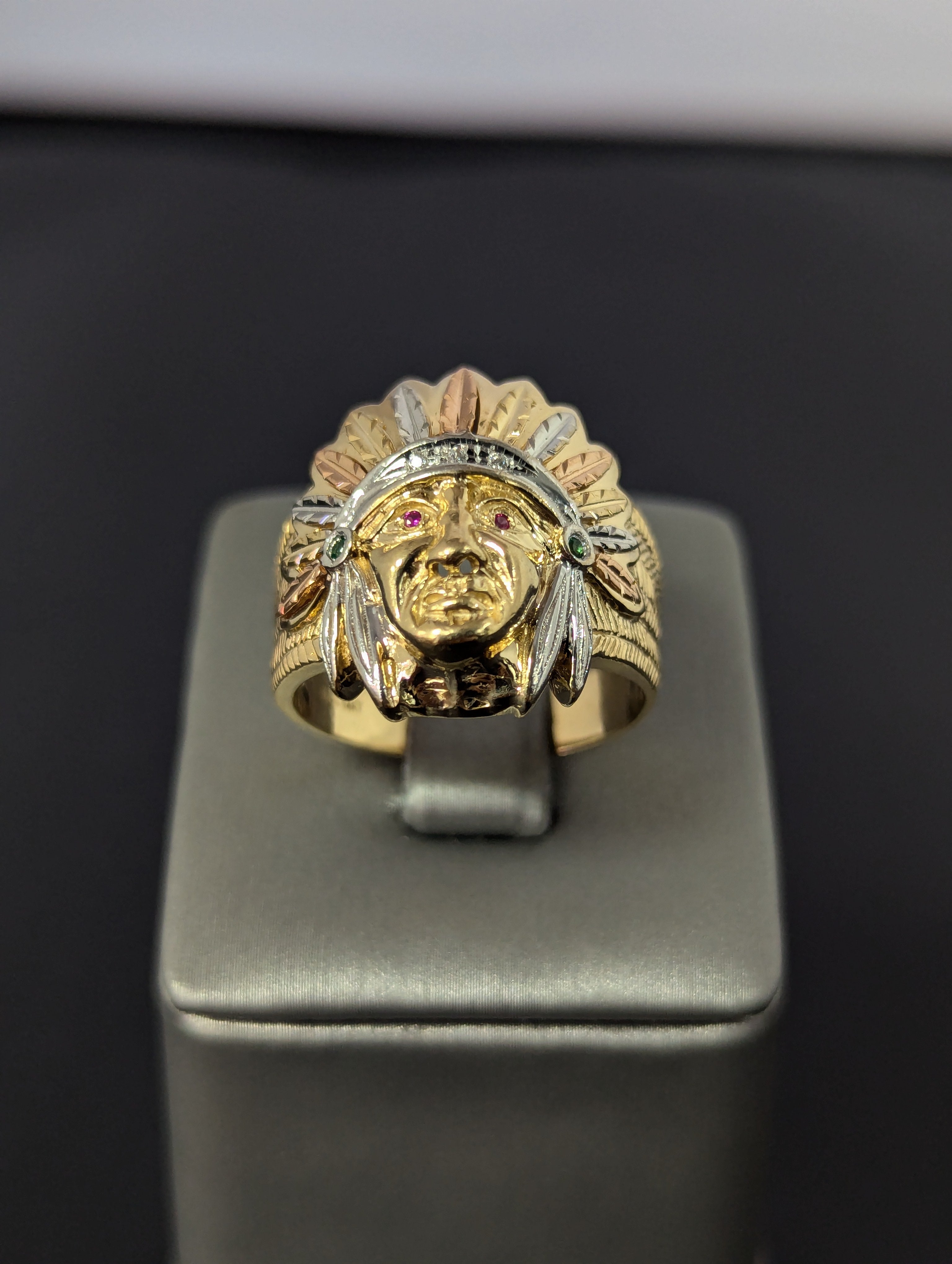 Cabeza de Indio Tricolor de 14K