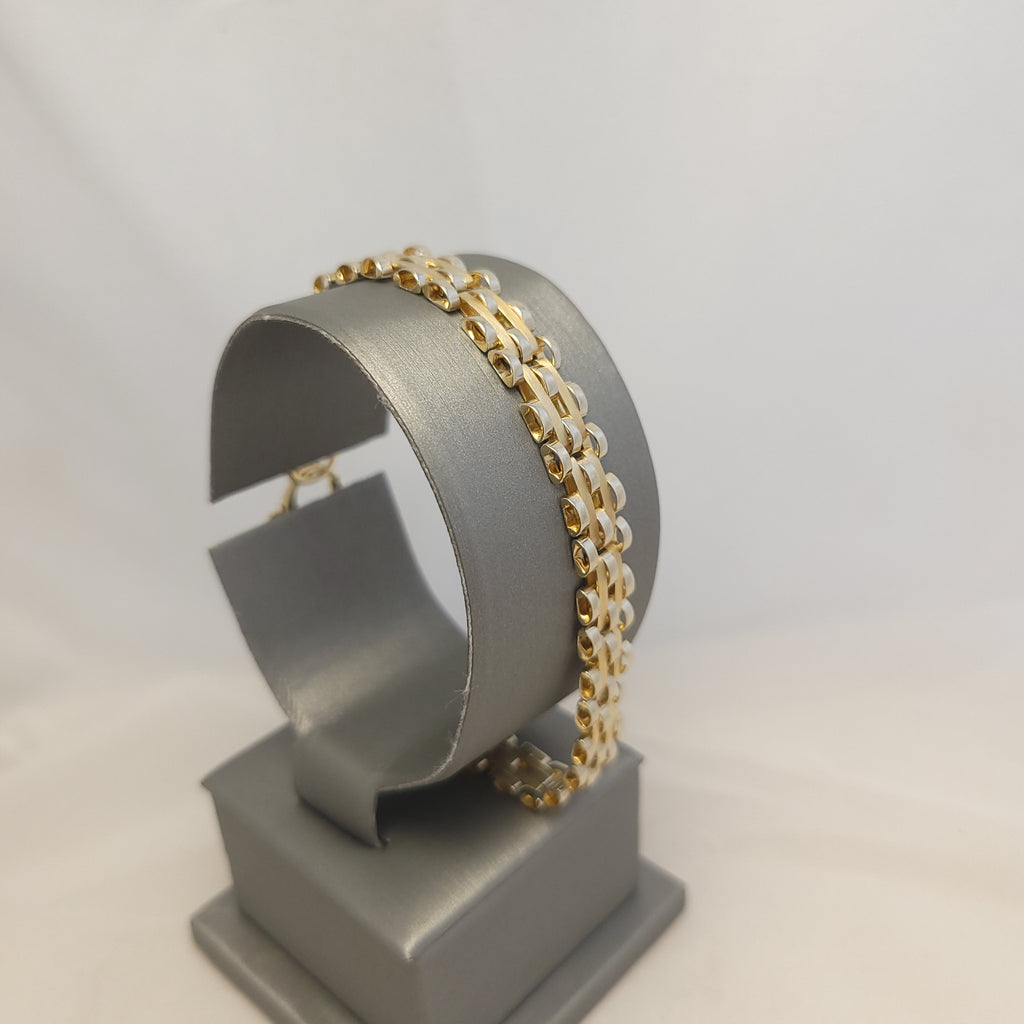 Pulsera bicolor de oro de 14 quilates