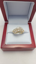 Anillo de oro amarillo de 14K con dos filas de diamantes fantasía