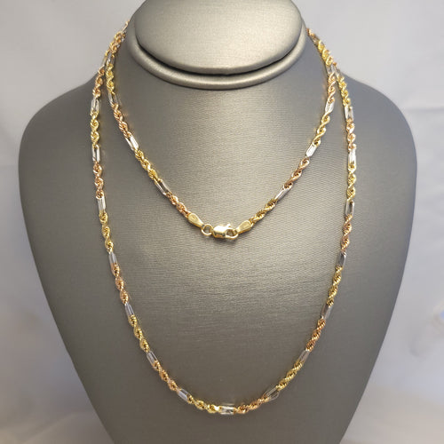 Cuerda Hueca Tricolor de 14K